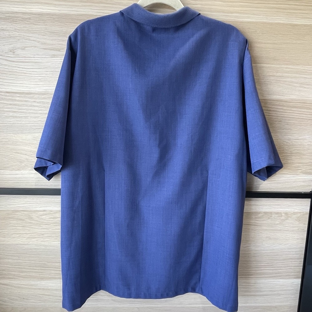 SilverSilk Short Sleeve Men's Size L Blue Textured Panels Button Up Summer Shirt - Picture 2 of 9